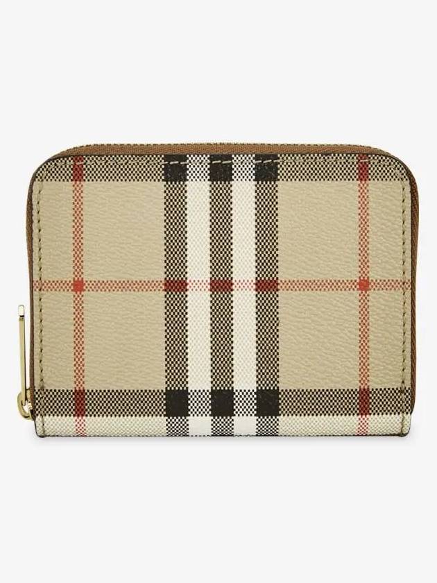 Burberry Check Leather Coin Wallet Beige