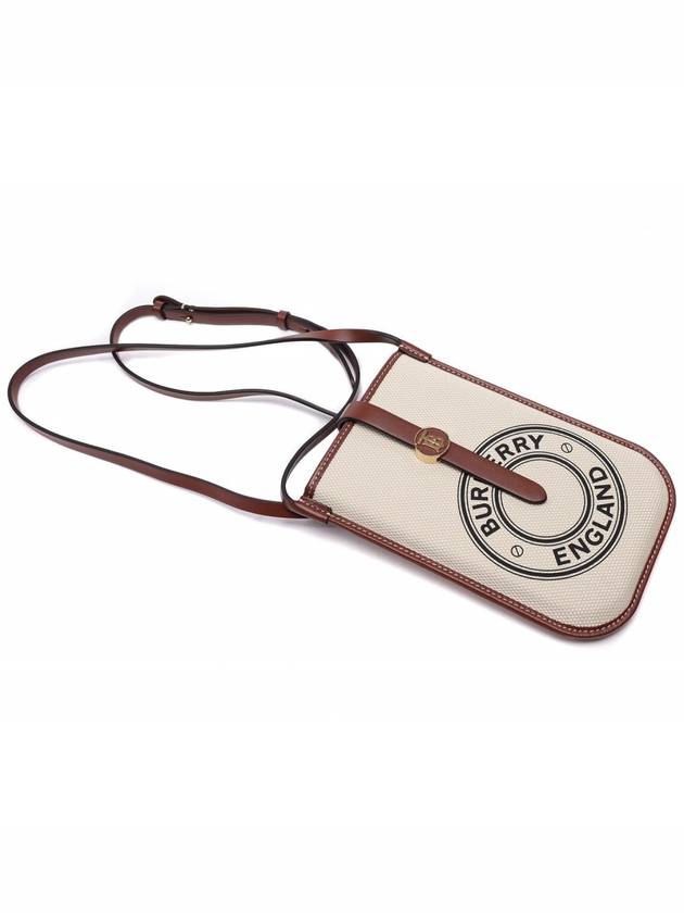 Burberry TB Logo Canvas Leather Phone Holder Mini Bag White