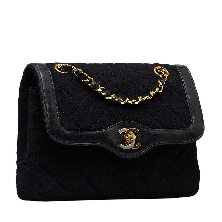 Top Quality Chanel Mattress Cocomark Double Flap 23 Chain houlder Bag Black Cotton Leather  CHANEL