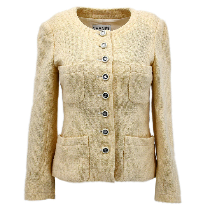 Top Quality Chanel Collarless Jacket Ivory 95C #36