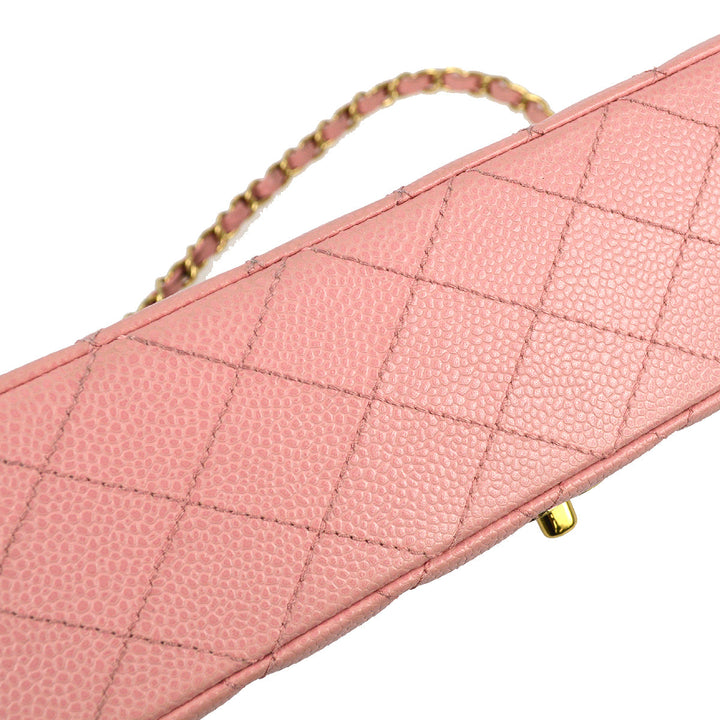 Top Quality Chanel 2004-2005 Classic Double Flap Medium Pink Caviar