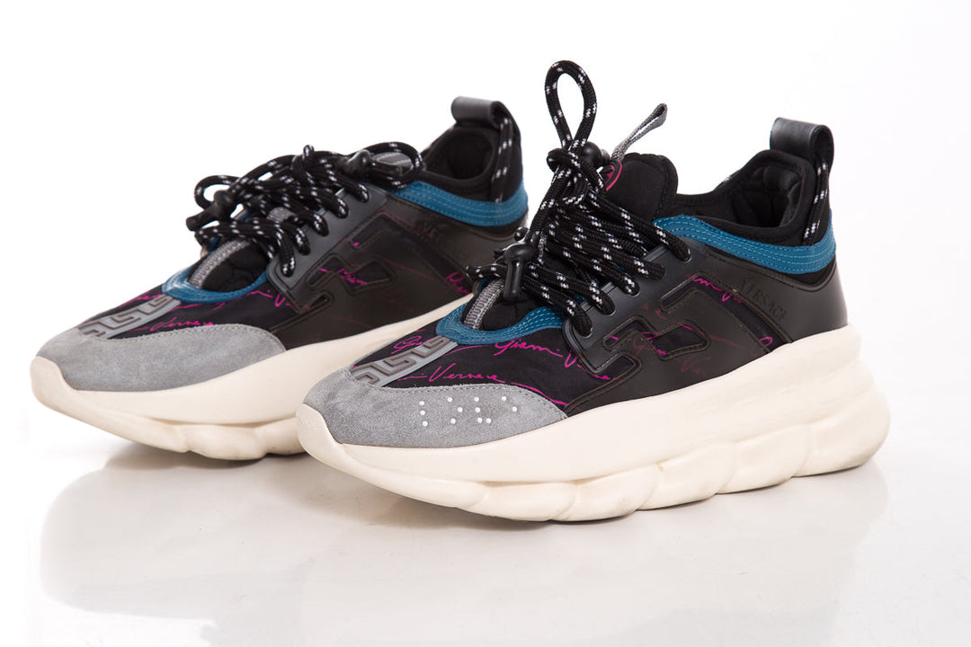 Versace Black & Blue Suede Sneakers SZ 7.5
