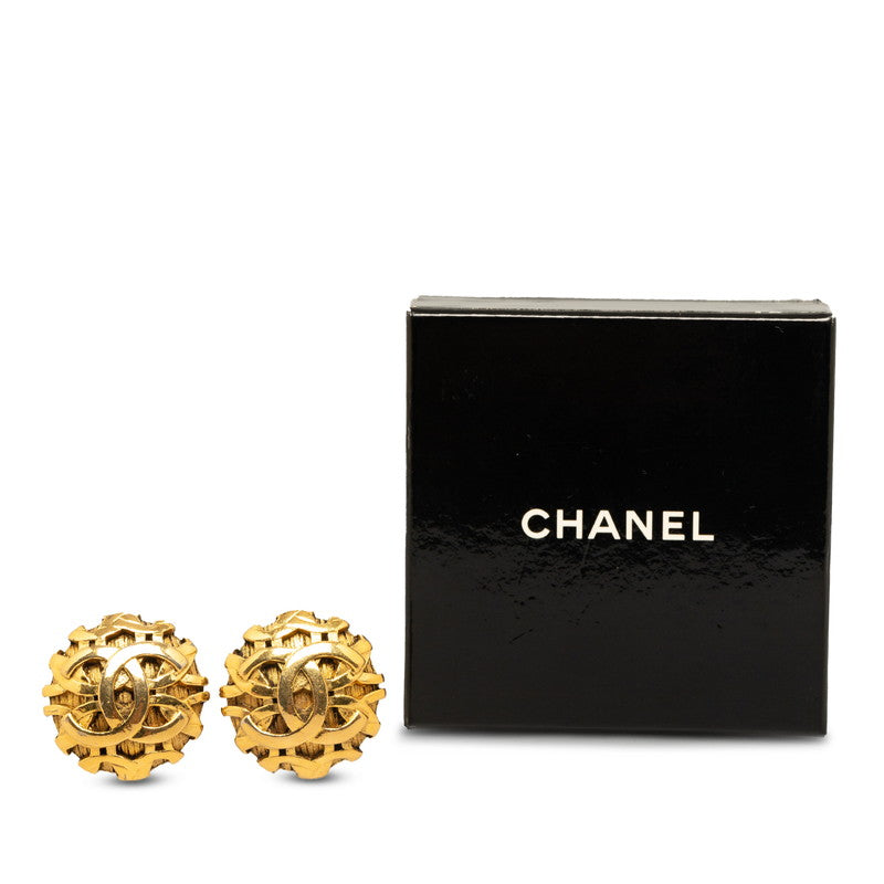 Top Quality Chanel Coco Mark Earrings Plated Gold Women's