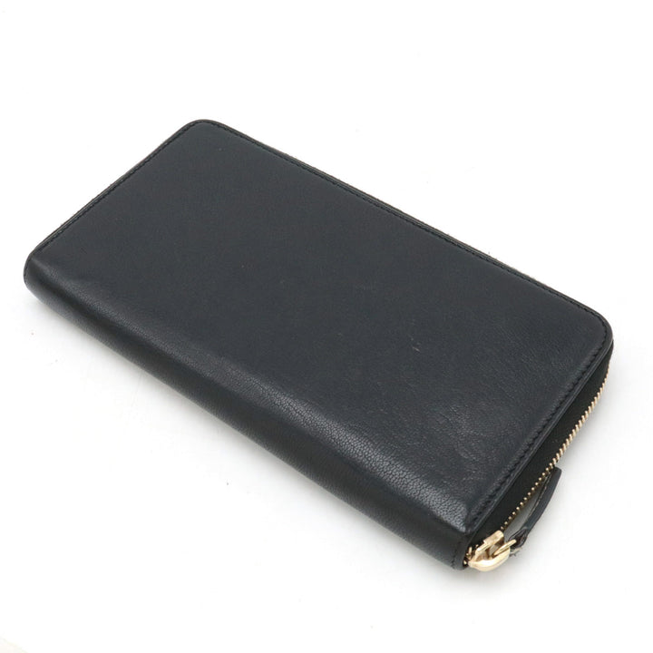 Top Quality Chanel Lucky Flower Coco Mark Roundfather Long Wallet Leather Black Black Gold  A81657