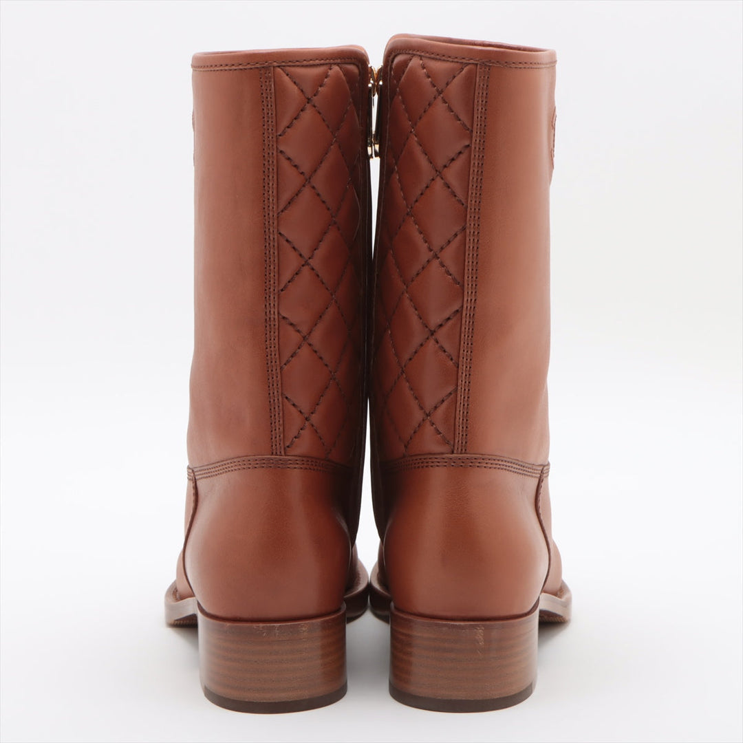 Top Quality Chanel Coco Leather Short Boots 36C  Brown G36707 Matrasse Side Zip Box  Bag