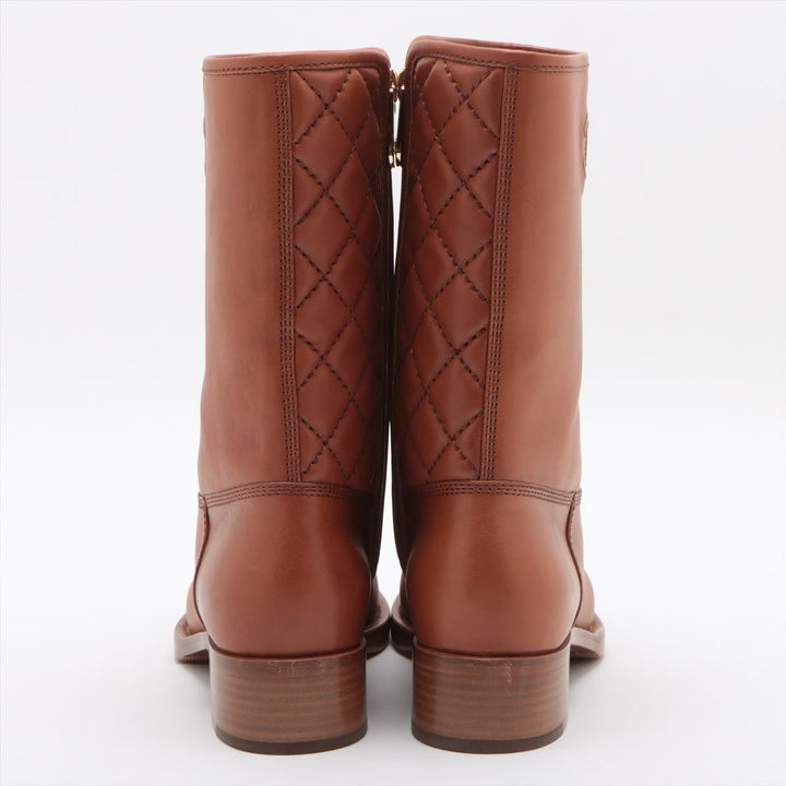 Top Quality Chanel Coco Leather Short Boots 36C  Brown G36707 Matrasse Side Zip Box  Bag
