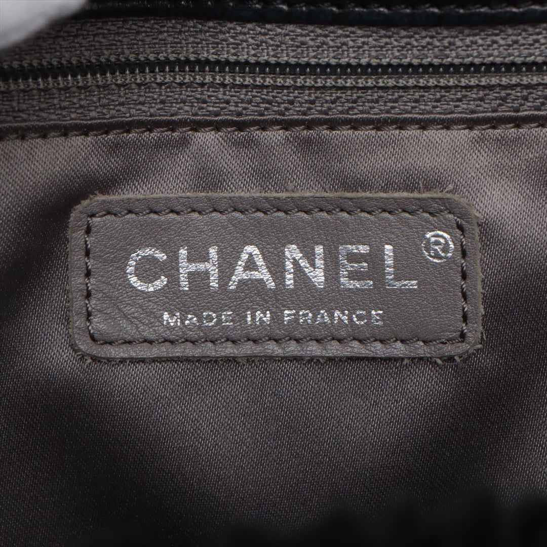 Top Quality Chanel Coco Vinyl Leather Tote Bag Black Silver Gold  13th