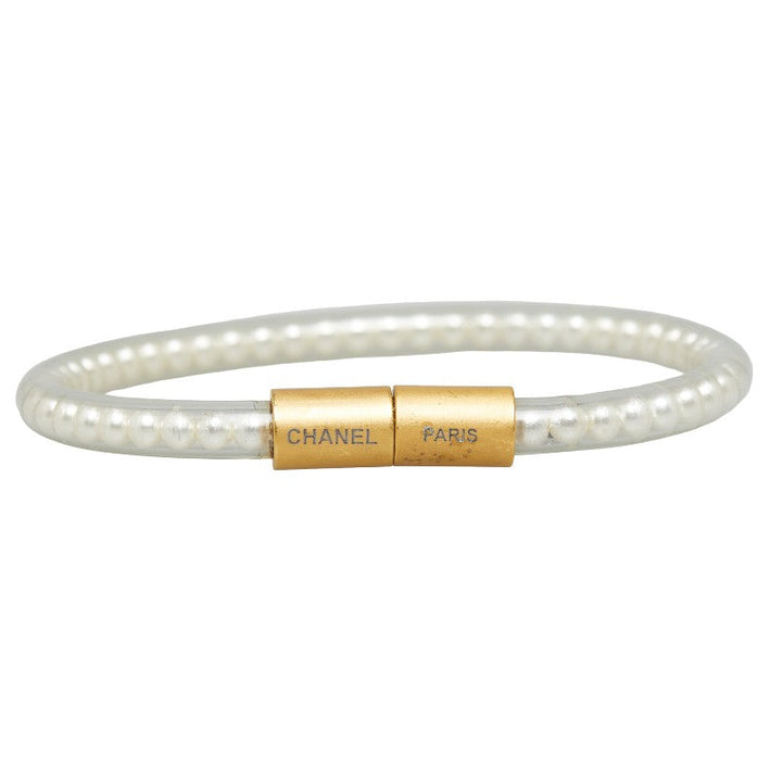 Top Quality Chanel  Pearl Bracelet White Gold Vinyl   Chanel