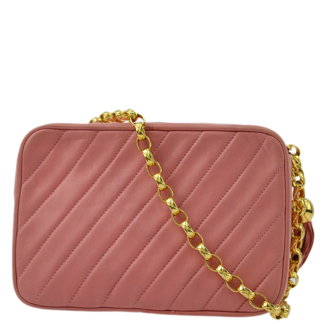 Top Quality Chanel Pink Lambskin Fringe Camera Bag Mini