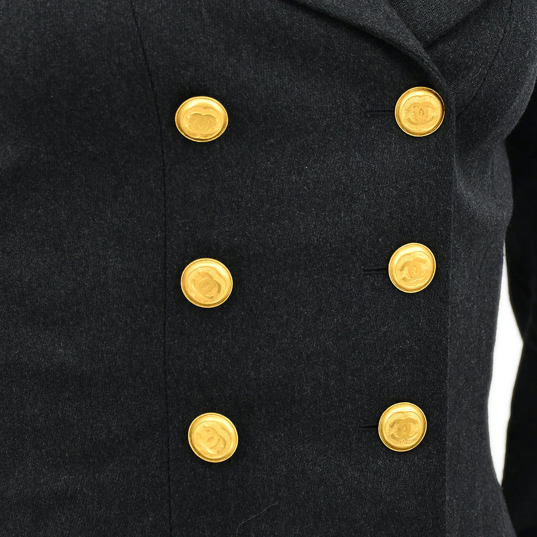 Top Quality Chanel Double Breasted Jacket Black 96A #38