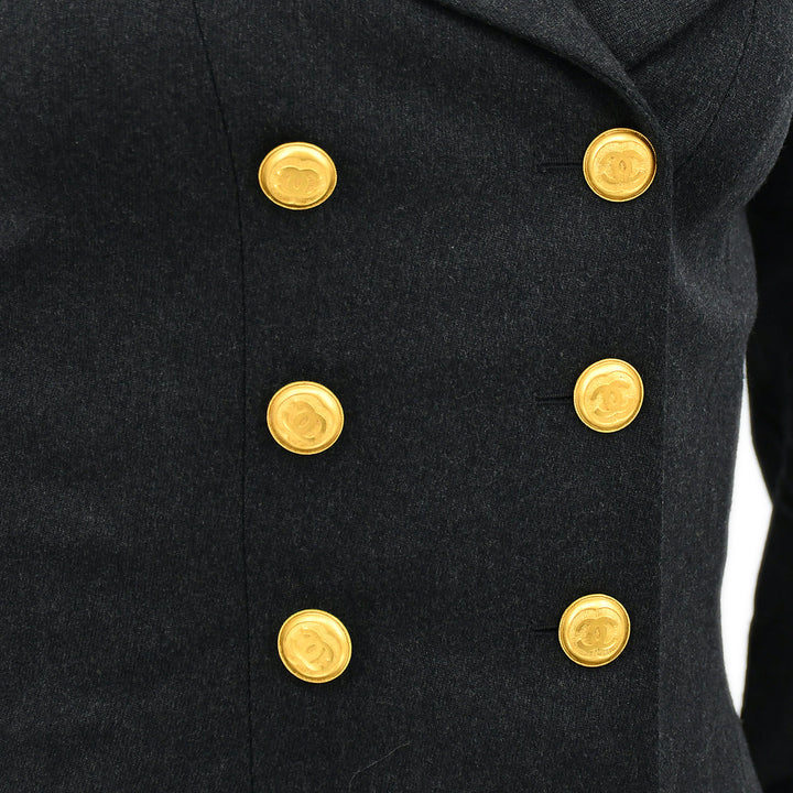 Top Quality Chanel Double Breasted Jacket Black 96A #38