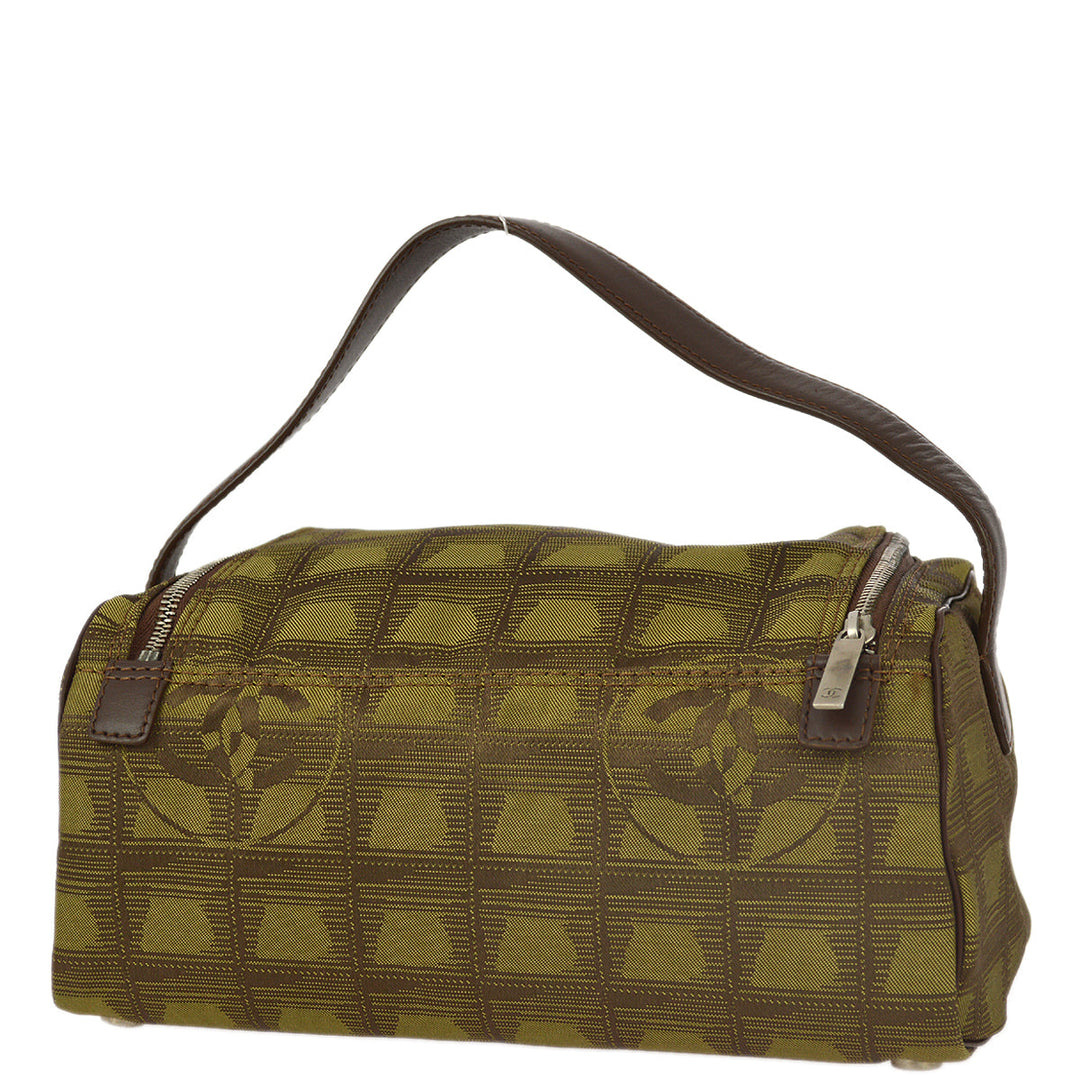 Top Quality Chanel 2001-2003 Green Brown Jacquard Nylon New Travel Line Handbag