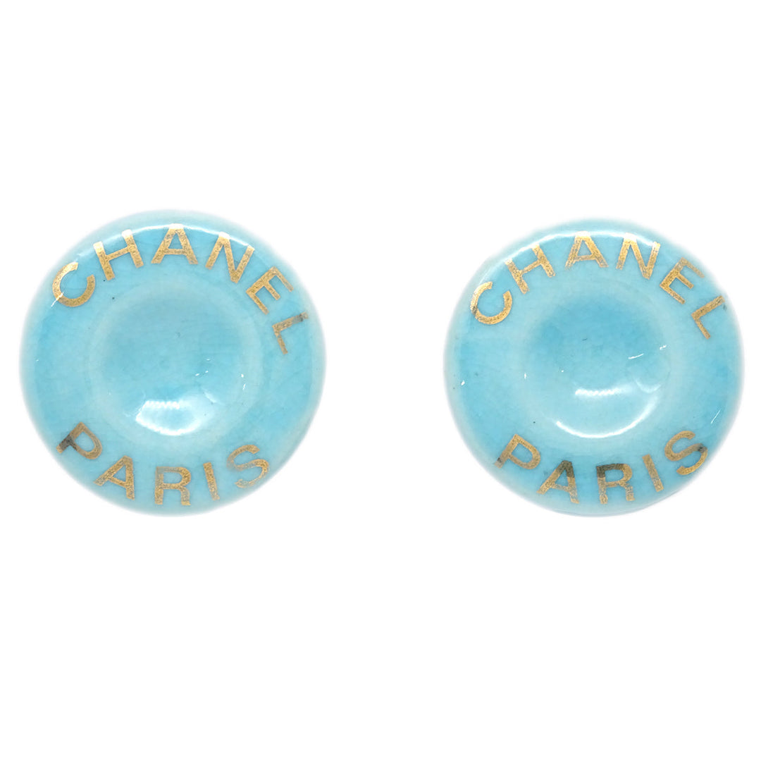 Top Quality Chanel Button Earrings Clip-On Gold 97P