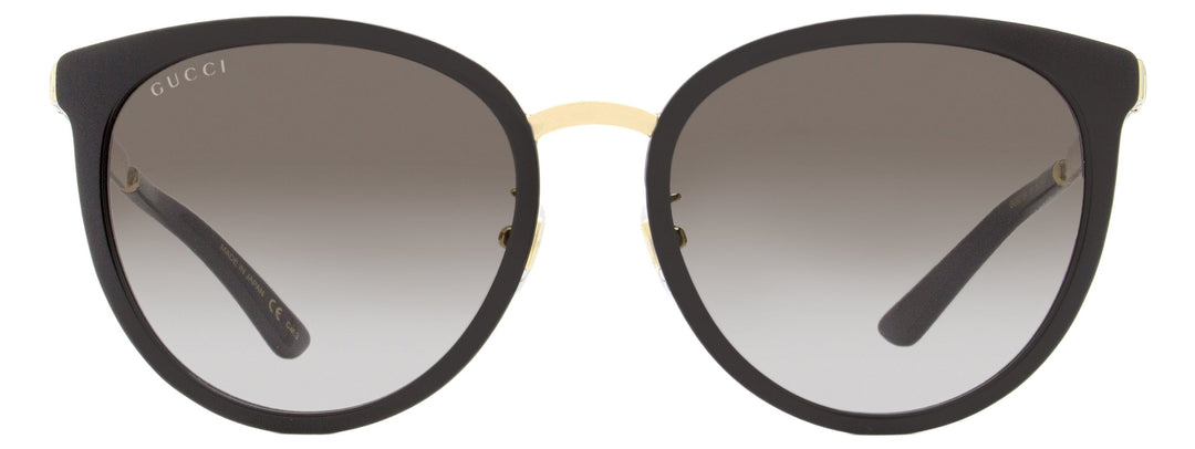 Gucci Women's Oval Sunglasses GG0077SK 001 Black/Gold 56mm
