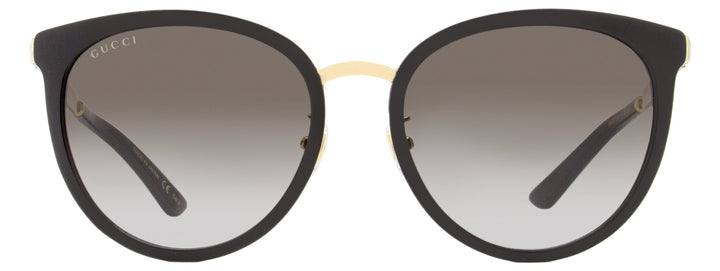 Gucci Women's Oval Sunglasses GG0077SK 001 Black/Gold 56mm