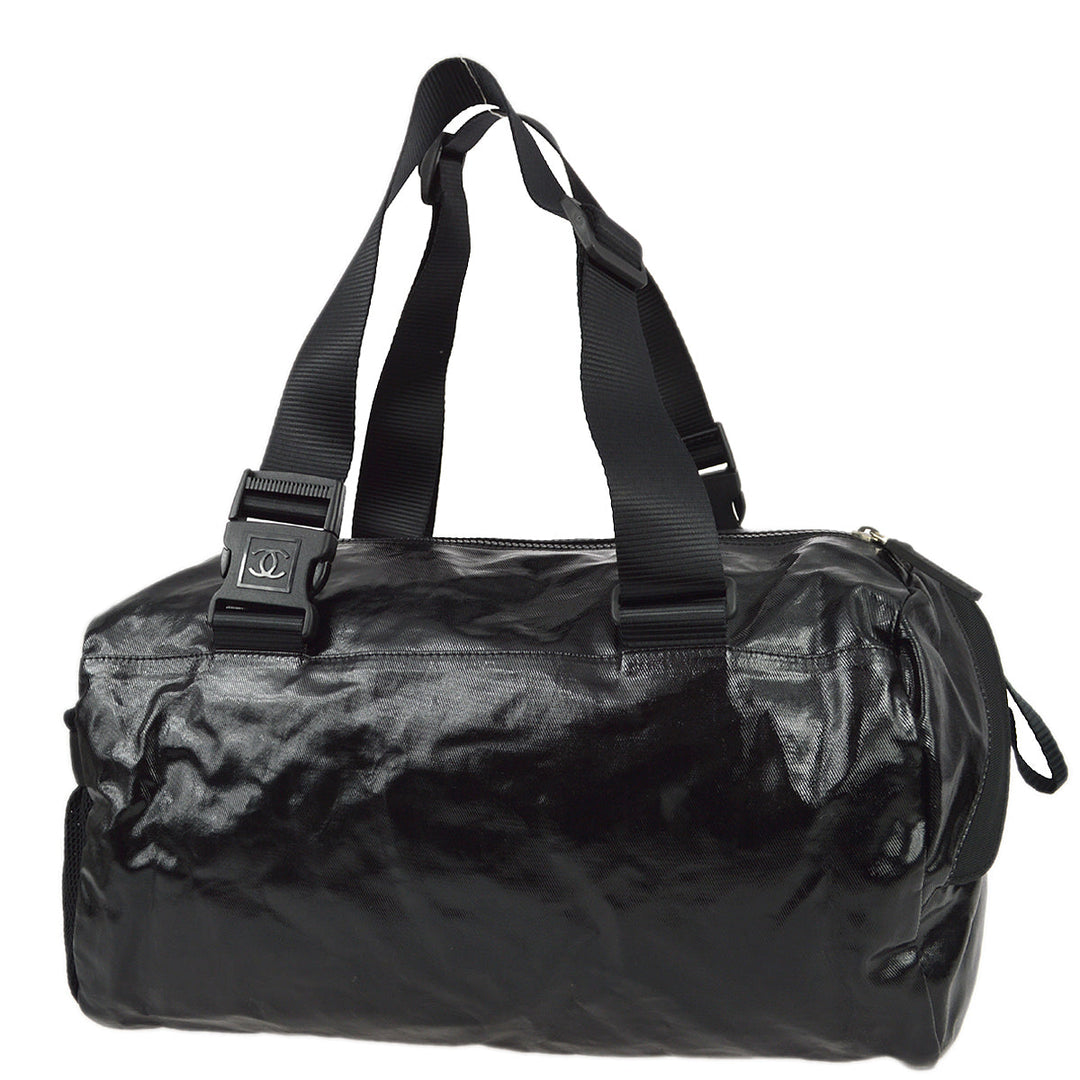 Top Quality Chanel Black Vinyl Sport Line Duffle Gym Bag