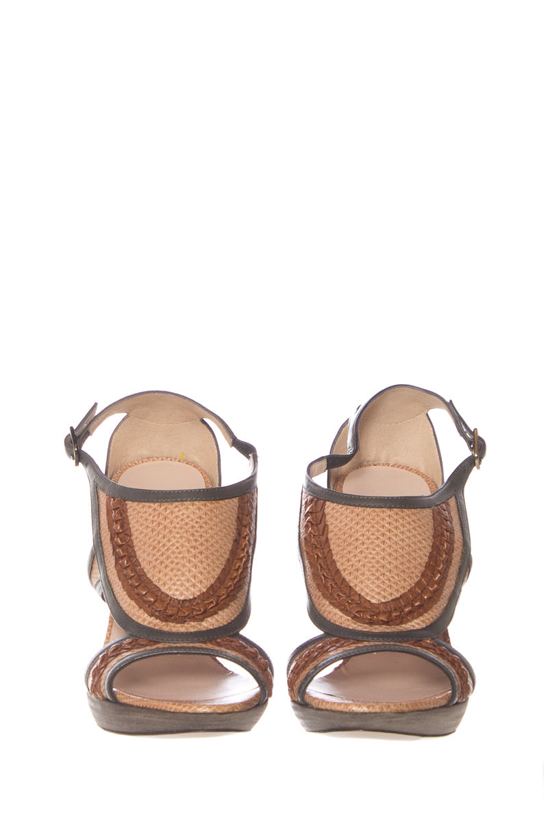 Salvatore Ferragamo Brown and Olive Sandals SZ 6