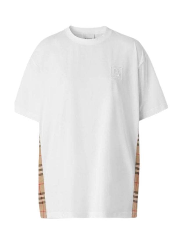 Burberry Check round neck cotton short sleeve t-shirt white