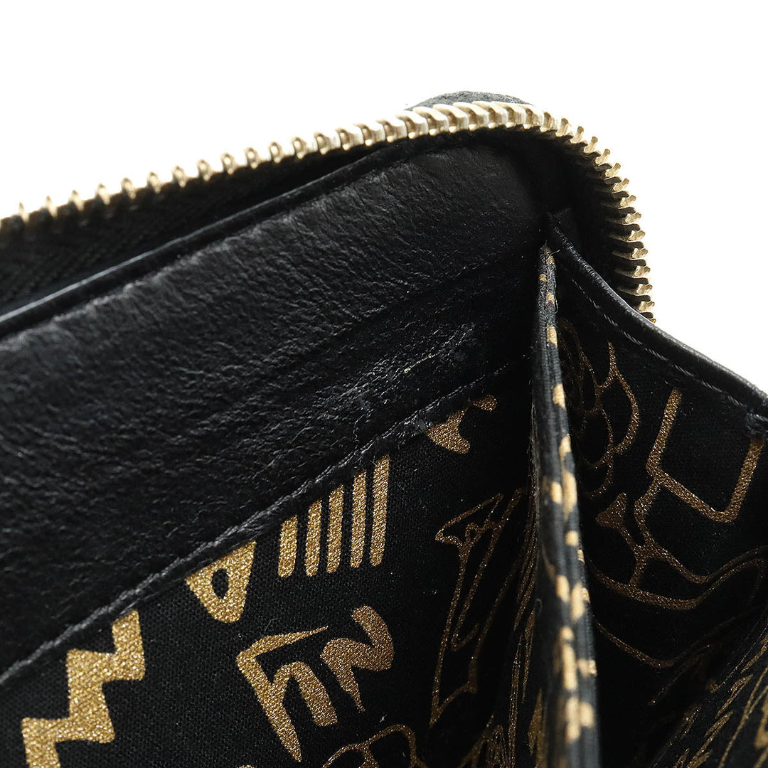 Top Quality Chanel Wallet Inner Logo Kittening Round Fassner Long Wallet Ram Skin Leather Black Black Silver Gold  AP0041