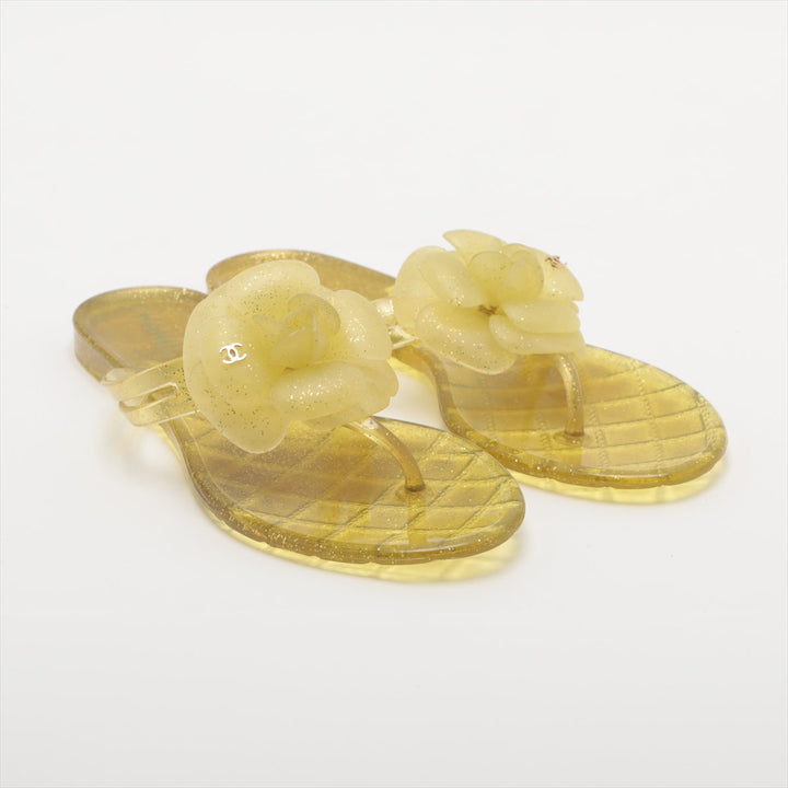 Top Quality Chanel Coco Camellia Laver Beach Sandal 36  Yellow Earl