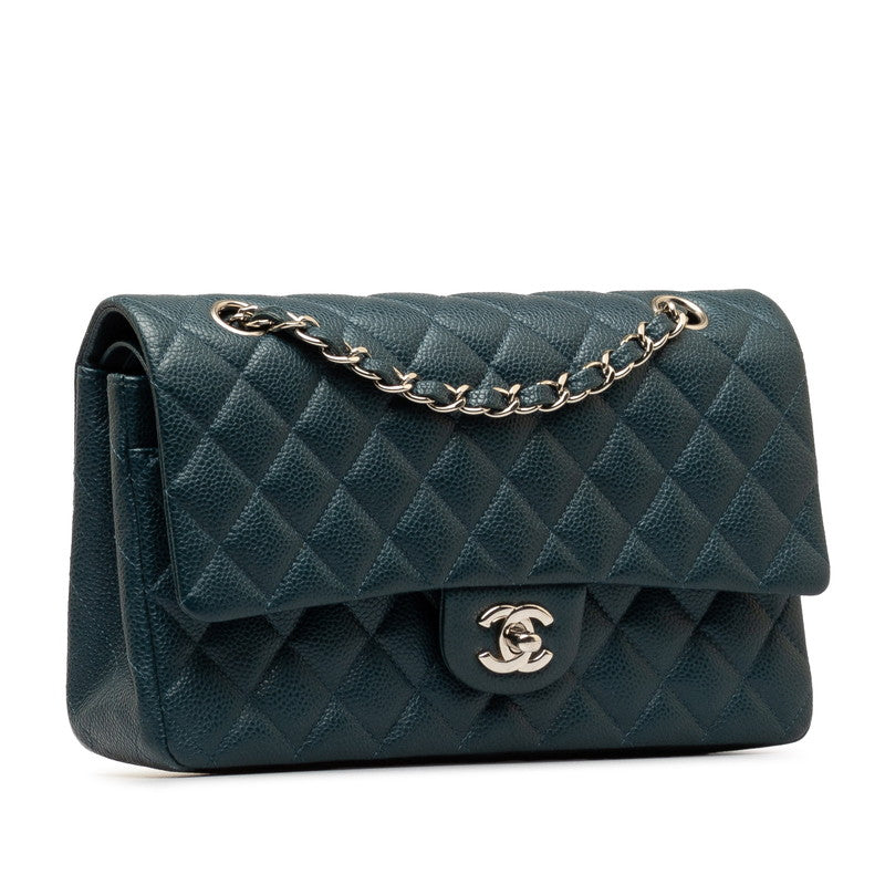 Top Quality Chanel Mattrase 25 Coco Double Flap Chain Shoulder Bag Blue Silver Caviar S  CHANEL