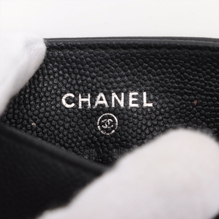 Top Quality Chanel Coconut Button Caviar S Card Case Black Silver Gold