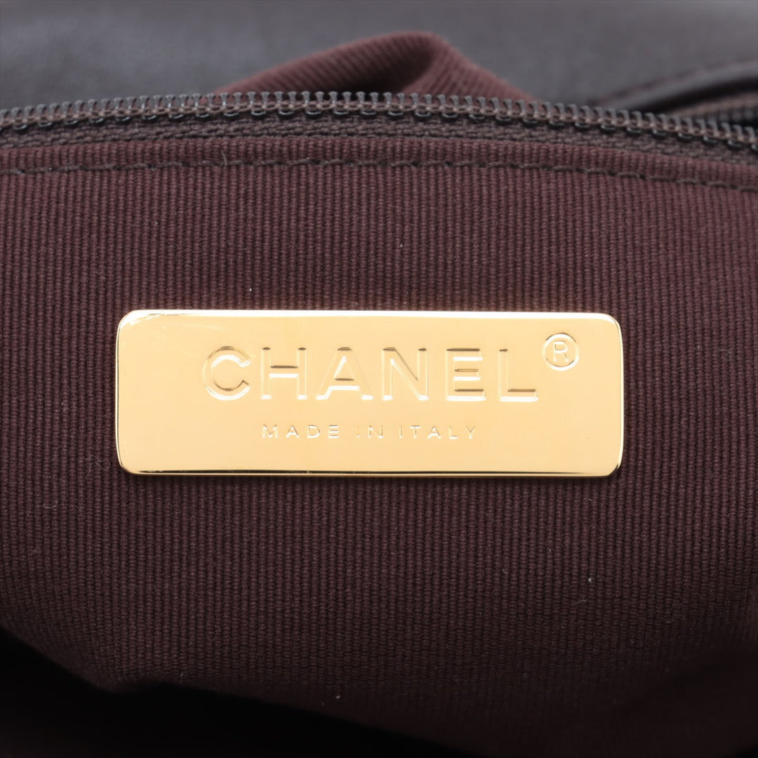 Top Quality Chanel 19 in Chain Shoulder Bag Brown Gold x Silver Gold IC Chip