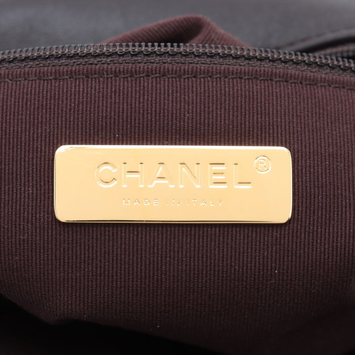 Top Quality Chanel 19 in Chain Shoulder Bag Brown Gold x Silver Gold IC Chip