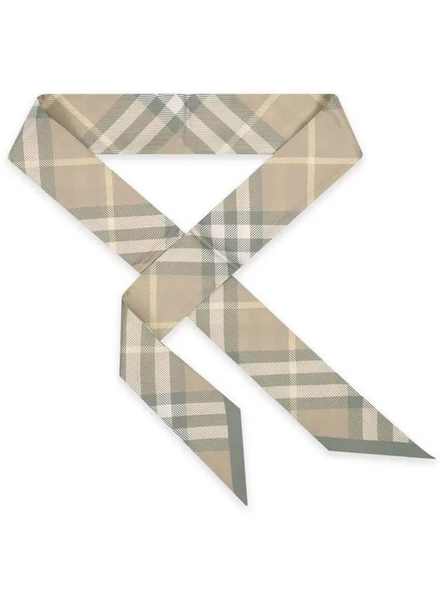 Burberry Skinny Check Silk Scarf Flax