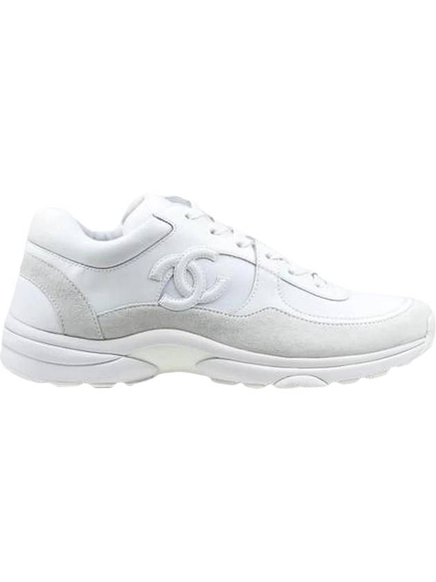 Cruz CC Logo Suede Low Top Sneakers White Chanel