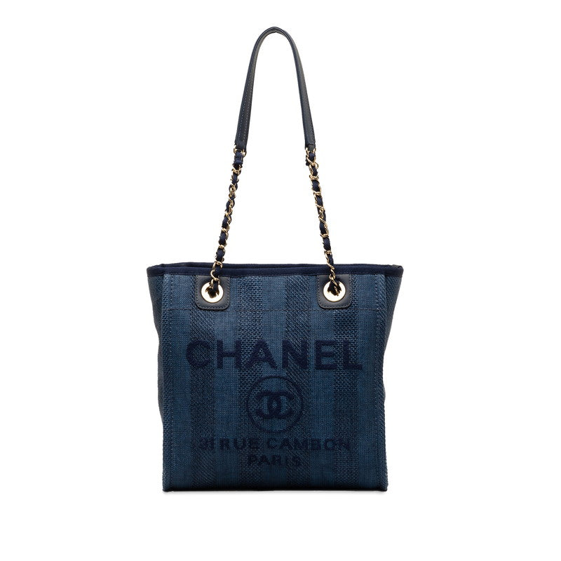 Top Quality Chanel Denim Doverville PM Shoulder Bag Navy Canvas Leather  Chanel