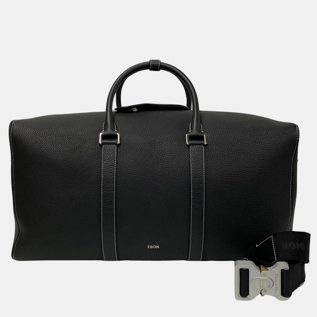 Top quality Dior Black Leather Leather Lingot 50 Duffel Bag