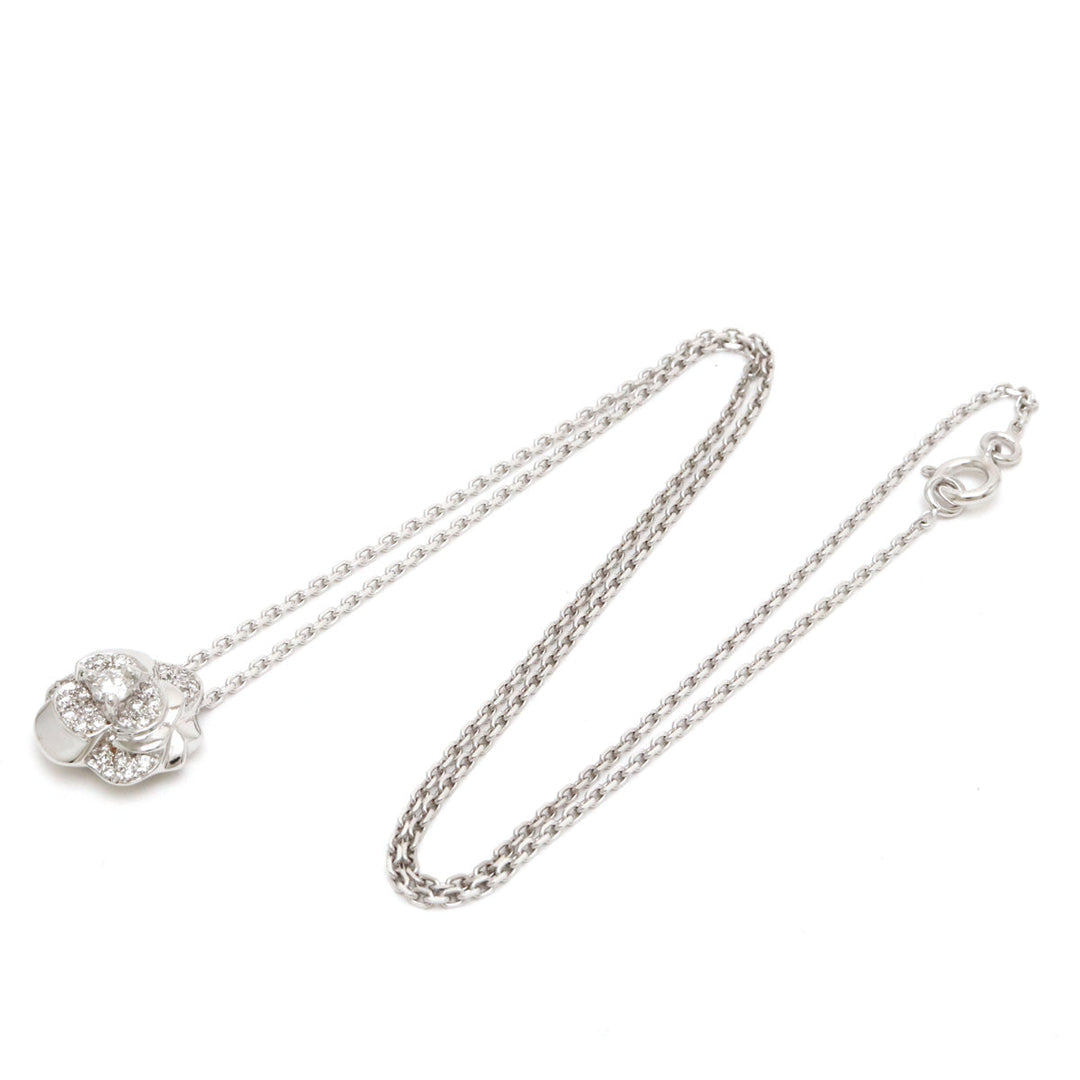 Top Quality Chanel Camellia Pave Necklace K18WG 750WG White Gold Diamond