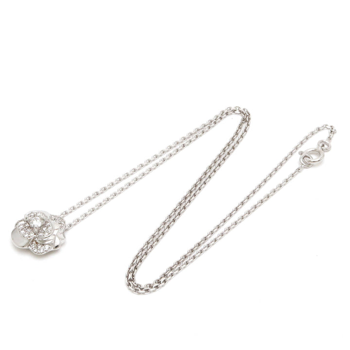 Top Quality Chanel Camellia Pave Necklace K18WG 750WG White Gold Diamond