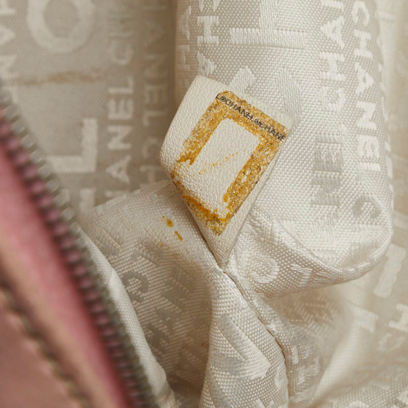 Top Quality Chanel Logo One-Shoulder Bag Handbag Pink Natural Leather Cotton  CHANEL