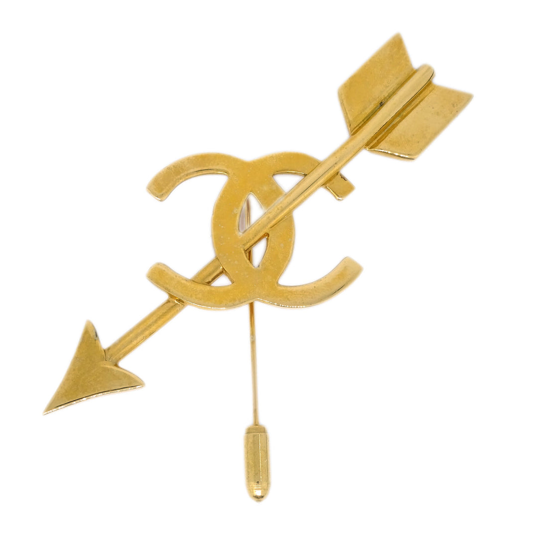 Top Quality Chanel Bow And Arrow Heart Brooch Gold 93P