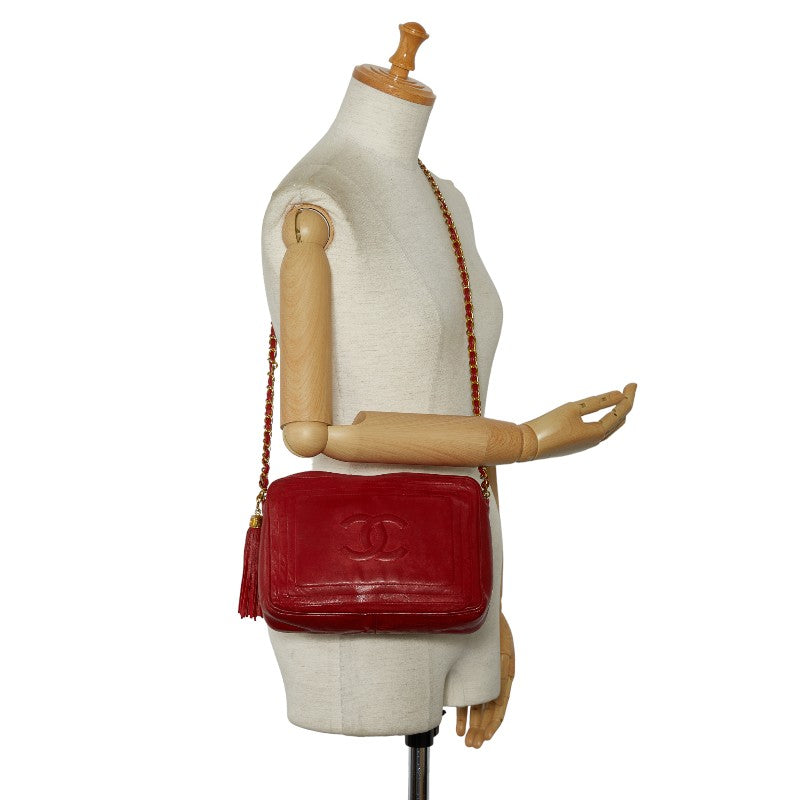 Top Quality Chanel Cocomark Tassel Chain  houlder Bag Red Leather  CHANEL