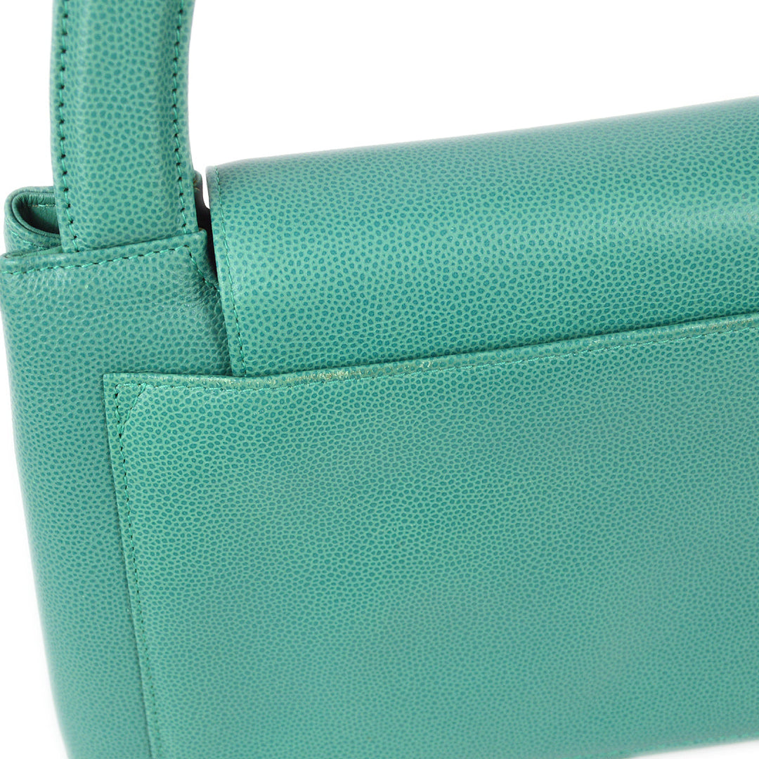 Top Quality Chanel 1997-1999 Green Caviar Small Shopping Handbag