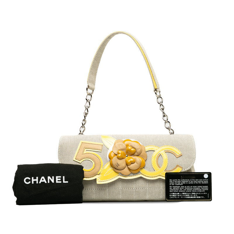 Top Quality Chanel Cocomark Chocolate Bar Camellia Chain Shoulder Bag Beige Yellow Canvas Patent Leather Lady CHANEL