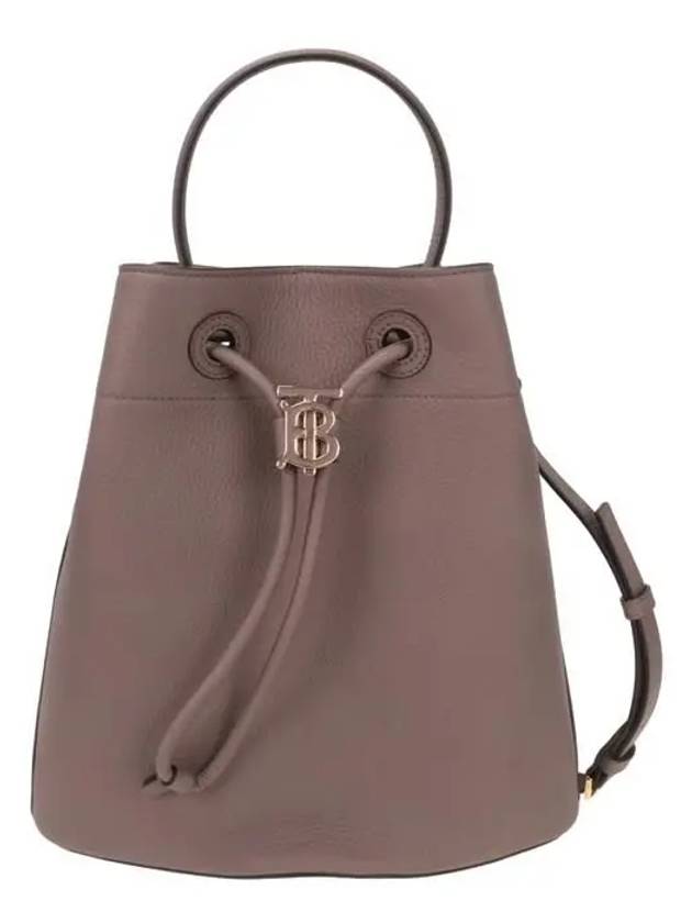 Burberry WoMen's Grainy Leather Small TB Bucket Bag Light Saddle Brown