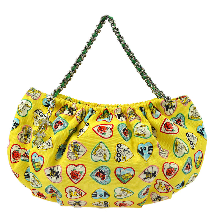 Top Quality Chanel Yellow Canvas Valentine Chain Handbag