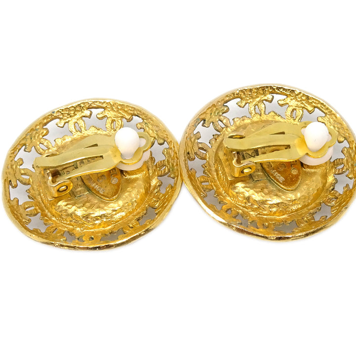 Top Quality Chanel Gold Button Artificial Pearl Earrings Clip-On 25/2726