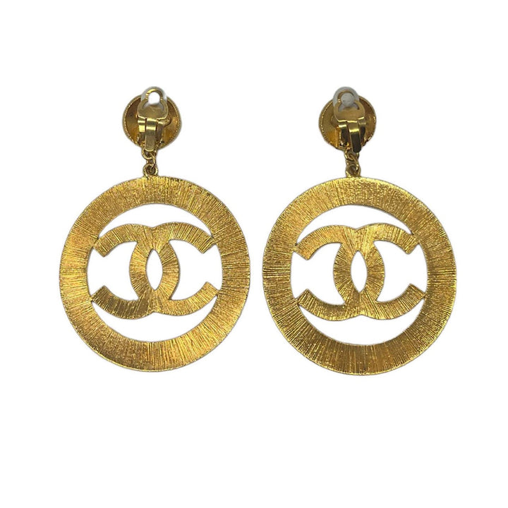 Top Quality Chanel Vintage Textured CC Drop Earrings