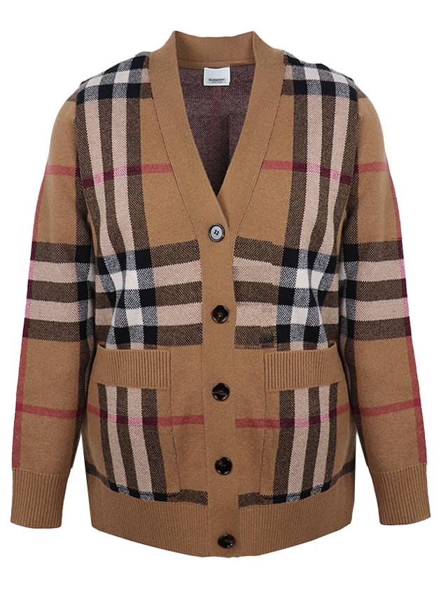 Burberry Check Wool Cashmere Cardigan Brown