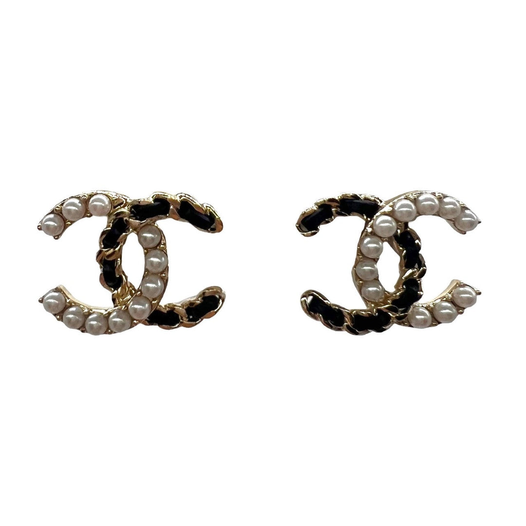 Top Quality Chanel CC Interlocking Gold-tone & Pearl Earrings