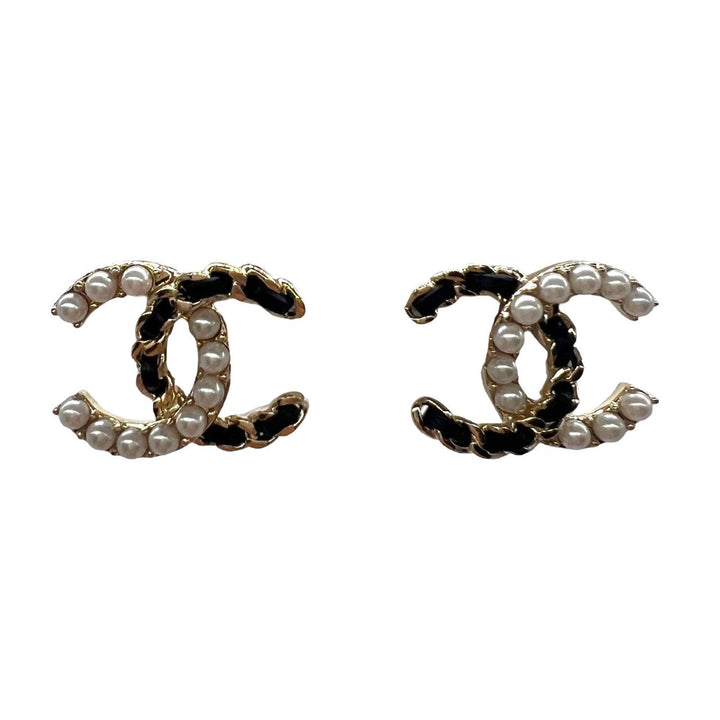 Top Quality Chanel CC Interlocking Gold-tone & Pearl Earrings