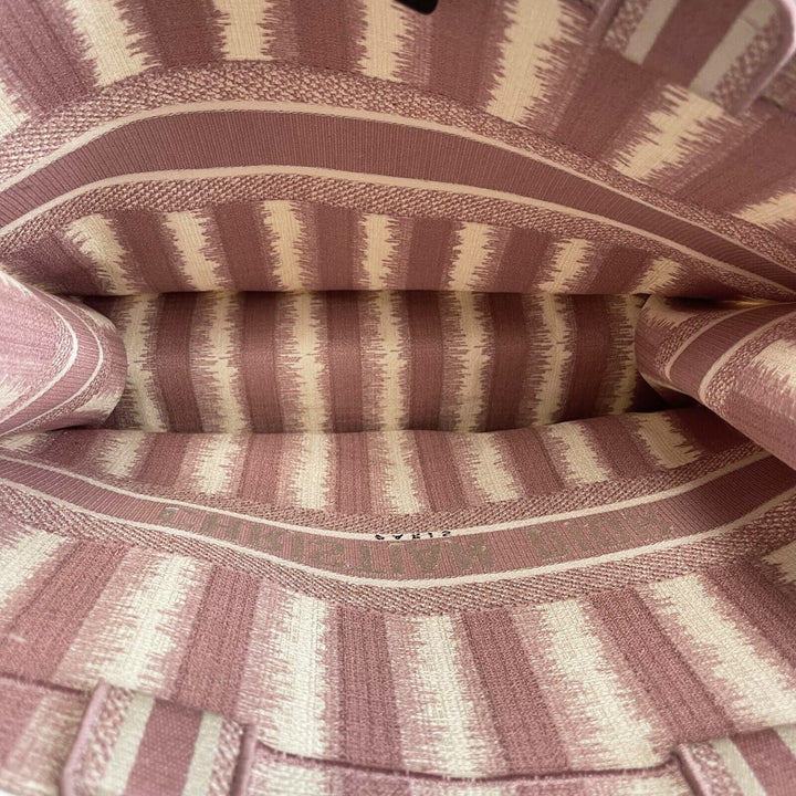 Top quality Dior Bayadere Stripe Large Book Tote D-Stripes Embroidery Pink