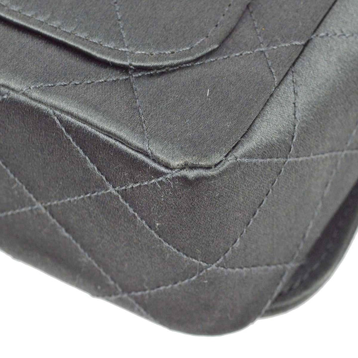Top Quality Chanel 1989-1991 Gray Satin Single Flap Shoulder Bag