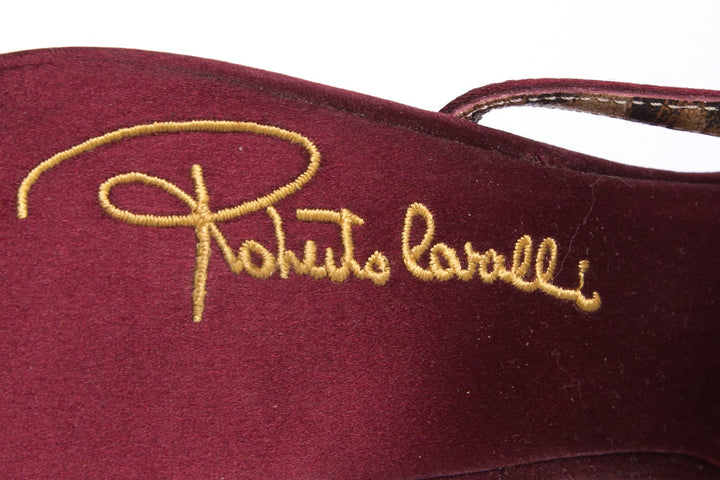 Roberto Cavalli Burgundy & Snake Detail Heels SZ 36