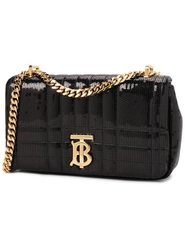 Burberry Lola Sequin Quilted Leather Small Shoulder Bag Black